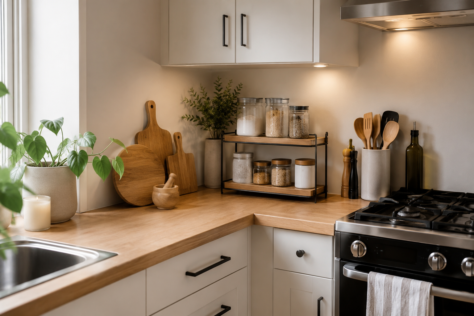 How to Create More Counter Space in a Tiny Kitchen